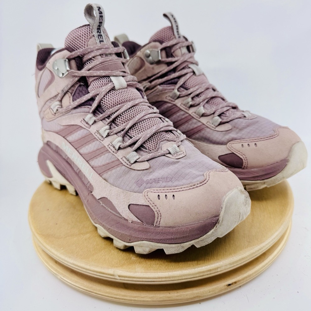 Merrell Moab Speed 2 Mid Waterproof Womens 7 Pink Hiking Boots Trail Shoes - Picture 4 of 10